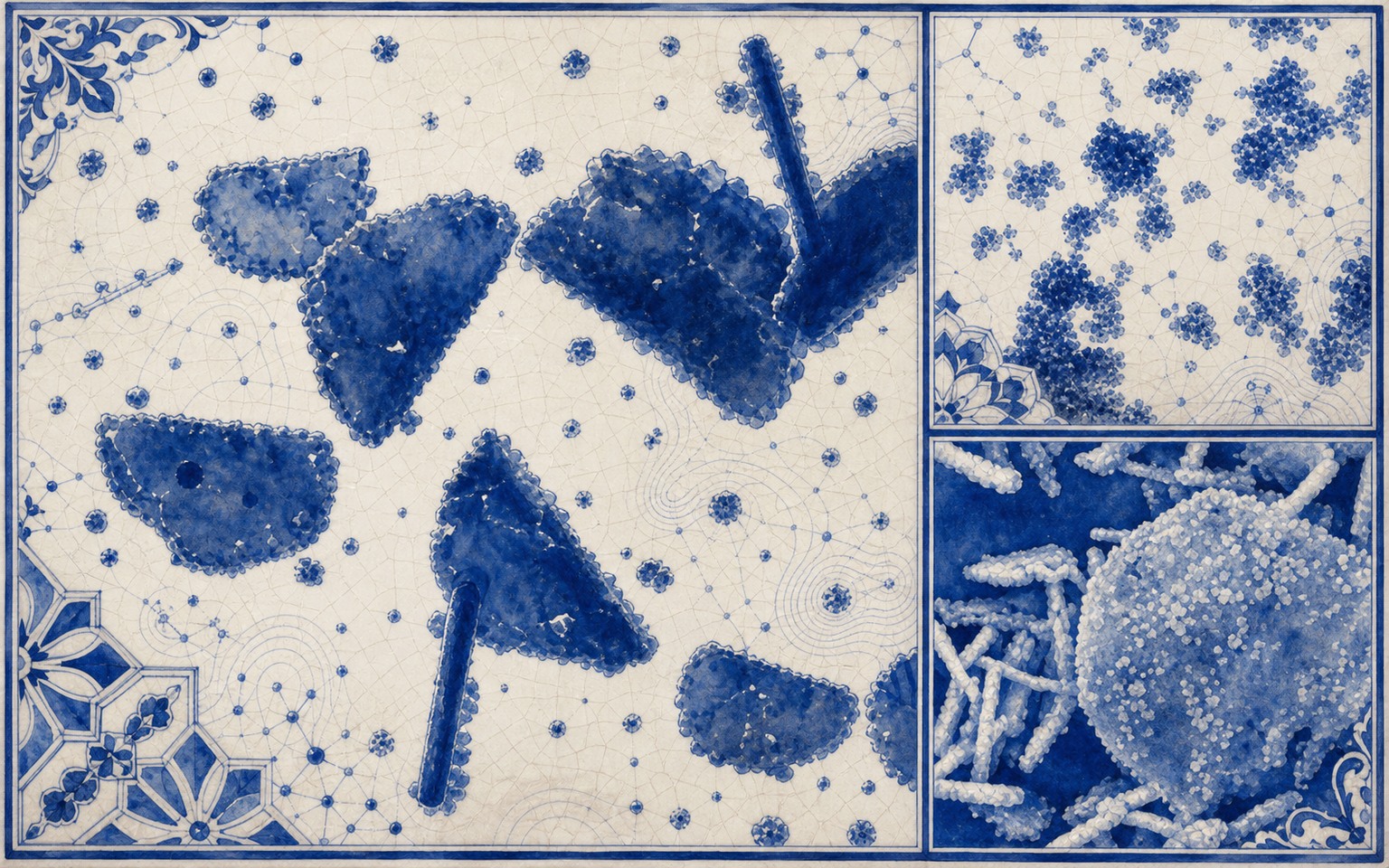 Porphyrin microscopy structures translated into a cobalt azulejo scientific plate