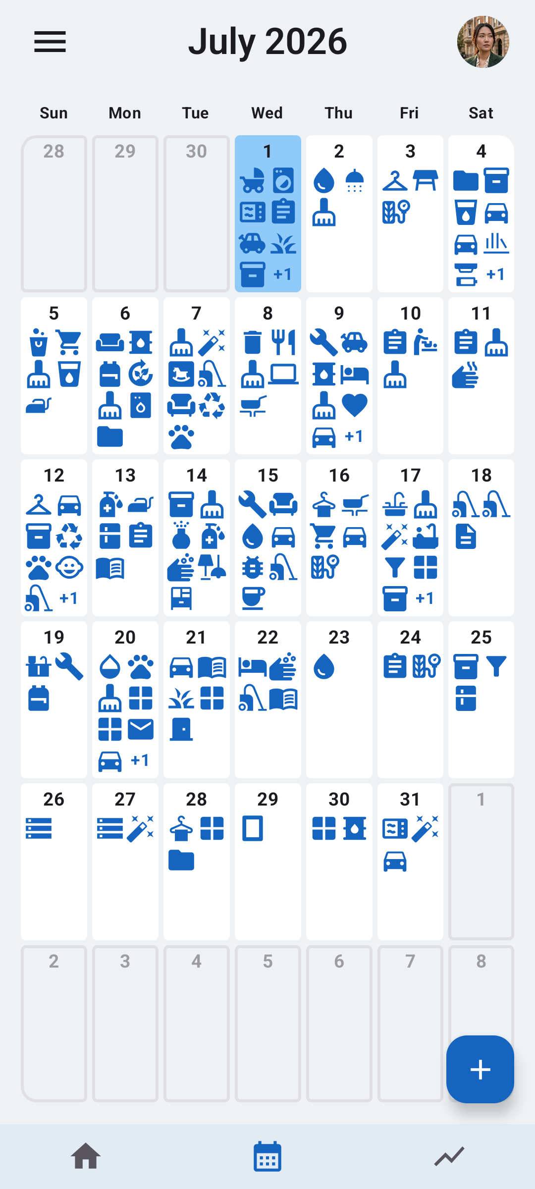 Octidy household chores calendar screen